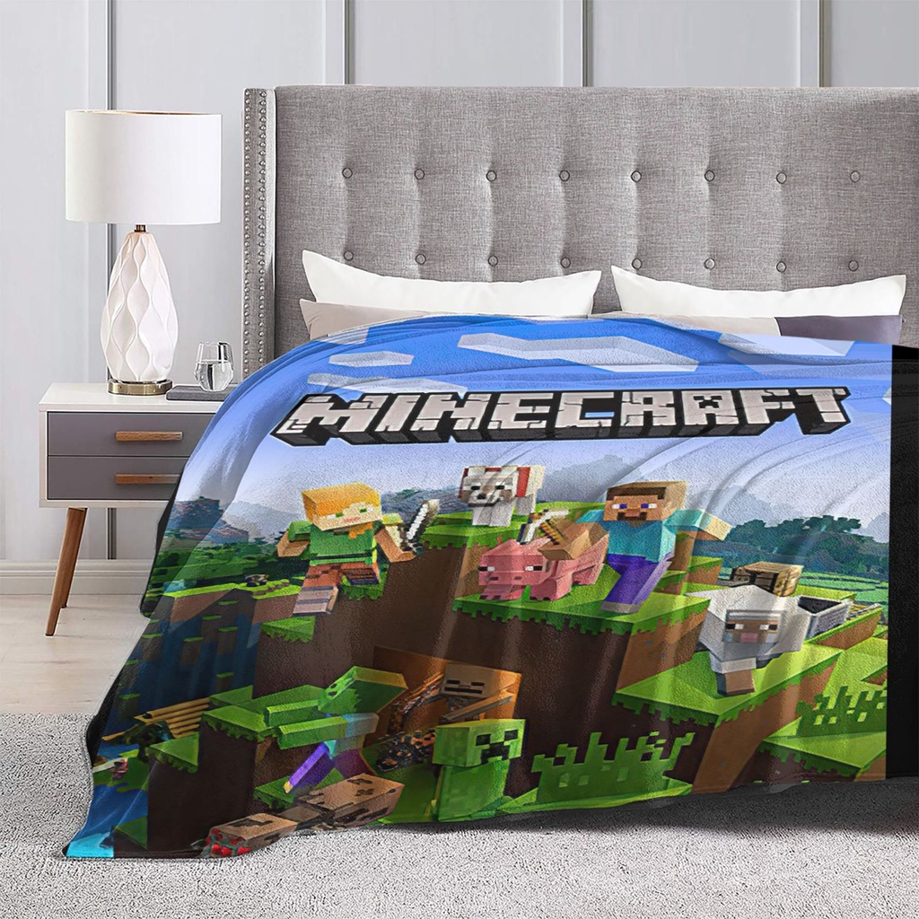 Minecraft Prestonplayz Green Creeper Flannel Printed Sleeping Blanket