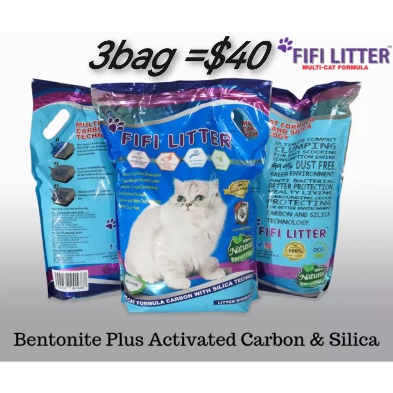 Fifi Litter Premium cat litter Bentonite 10L Shopee Singapore