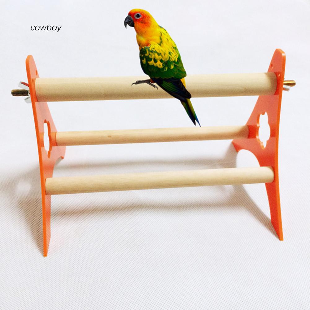 CW_Bird Perch Wooden Triangle Training Interactive Parrot Budgies Stand