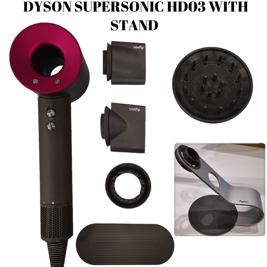 Dyson Supersonic HD03 Hair Dryer WITH STANDIron/Fuschia NEW Shopee