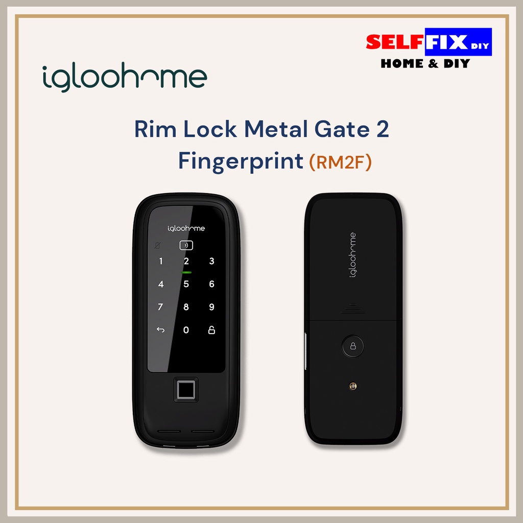 Igloohome Rim Lock Metal Gate Digital Door Lock Finger Print (RM2F) Shopee Singapore