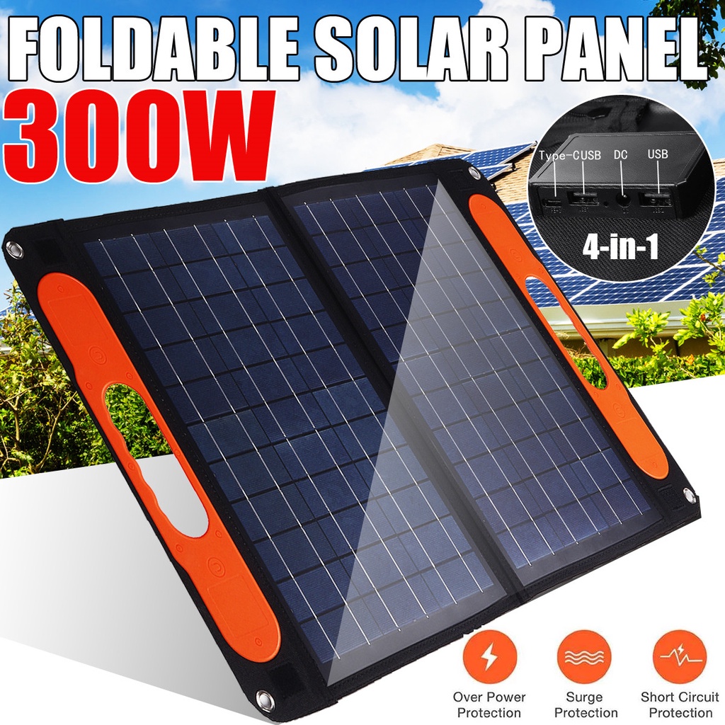 300W Foldable Solar Panel Dual USB/TYPE C/DC Protable Outdoor Folding