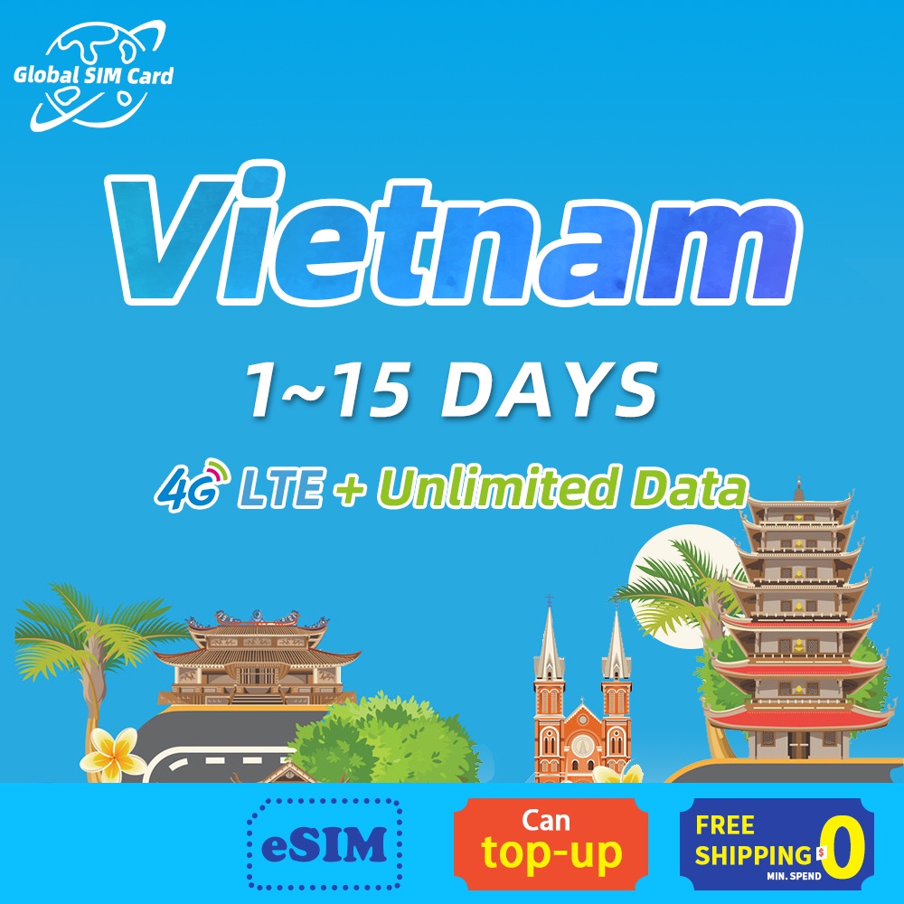 Vietnam Sim Card Prepaid 115 Days 5GB Unlimited Data Support eSIM