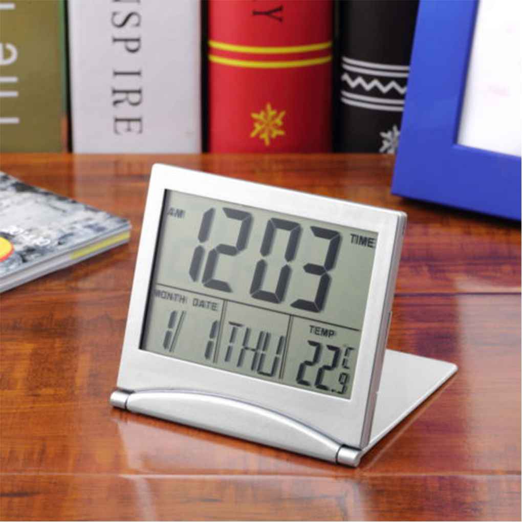 LCD Display Calendar Alarm Clock Desk Digital Thermometer Flexible Desk