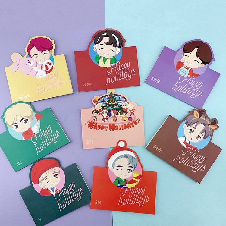 Kpop BTS Cartoon Character Concert Greeting Card Small Card 3D postcard
