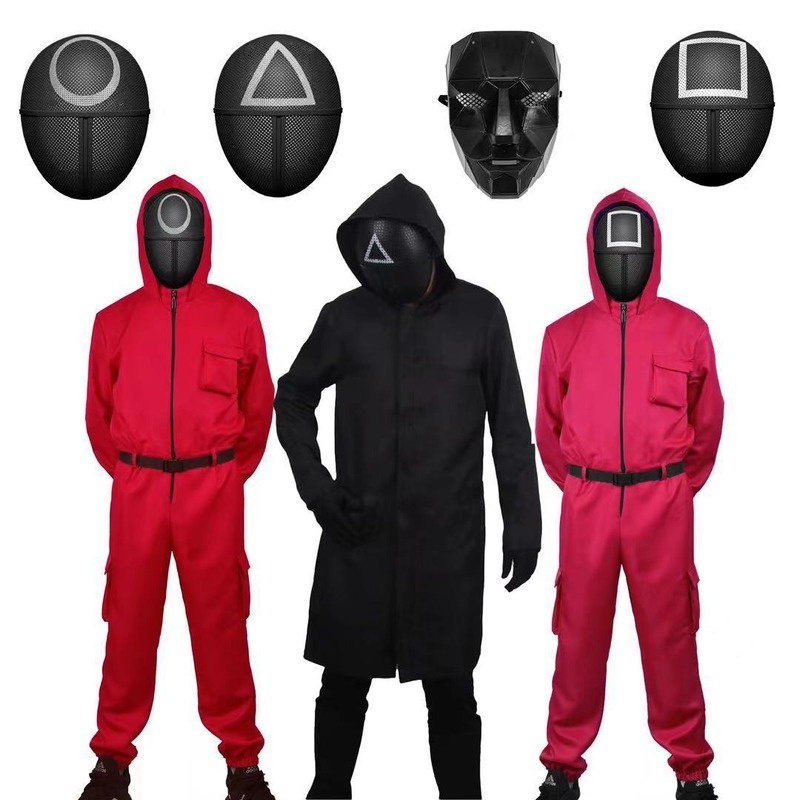 【Adult+Kids Size】Squid Game Cosplay Costume Jumpsuit Logo Square Face