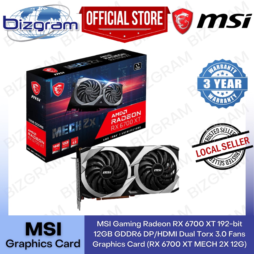MSI Gaming Radeon RX 6700 XT 192-bit 12GB GDDR6 DP/HDMI Dual Torx 3.0