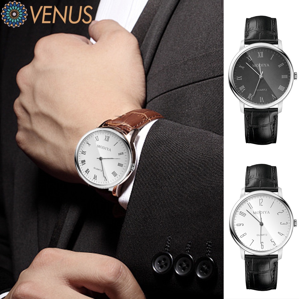 Luxury Leather Casual Wristwatches / Roman Scale Dial Belt Watch