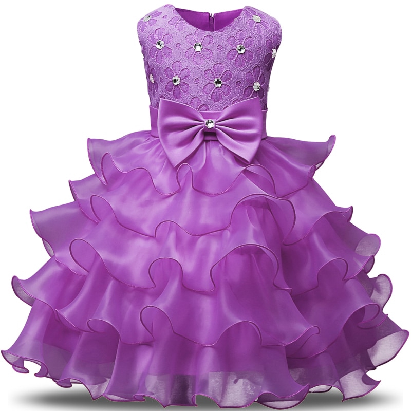 Purple Baby Dresses Girls Kids Party Dresses 1 Year Girl Baby Birthday