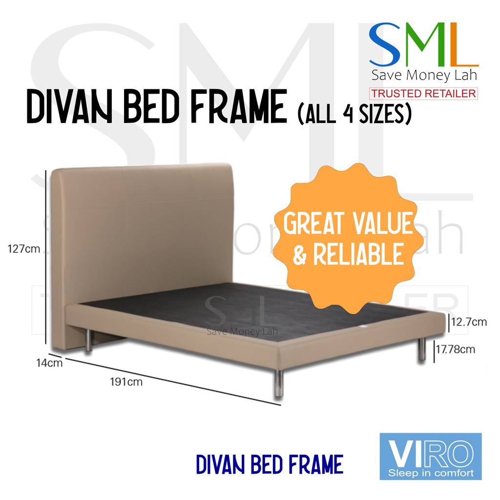 Divan Bed Frame Single / Super Single / Queen / King 5 colours and