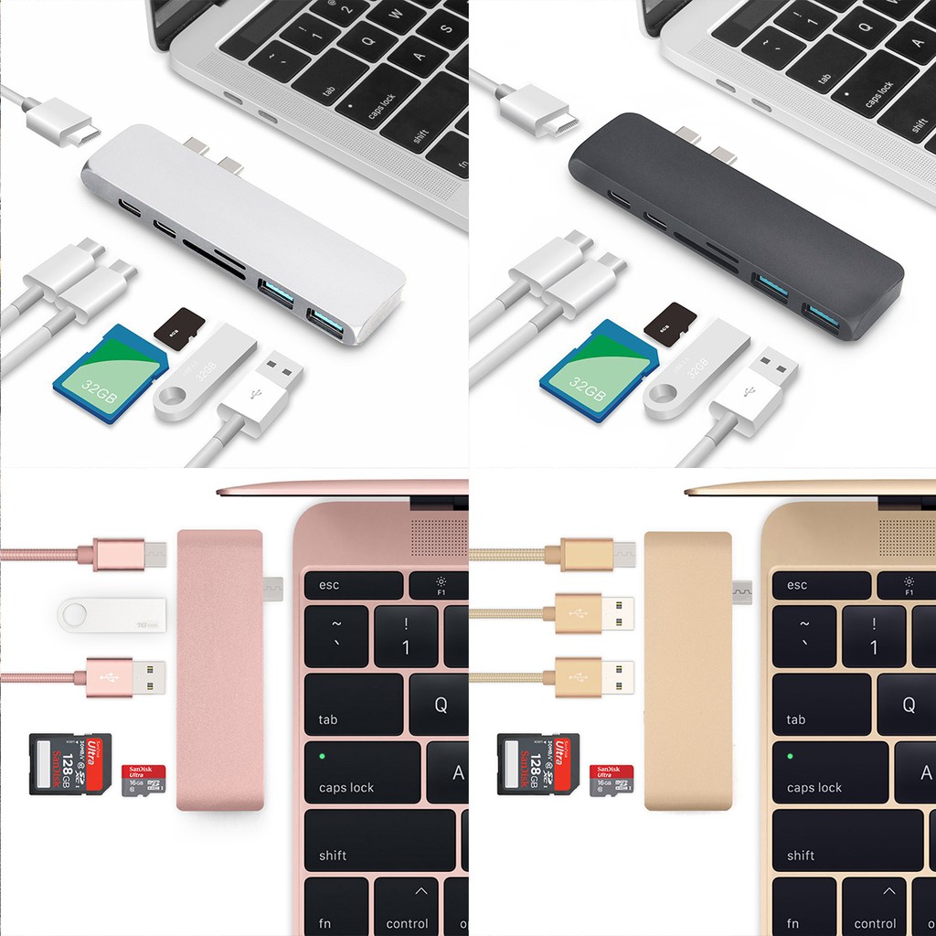 Dual Ports USB C Hub to HDMI USB 3.1 Data TypeC +TF SD