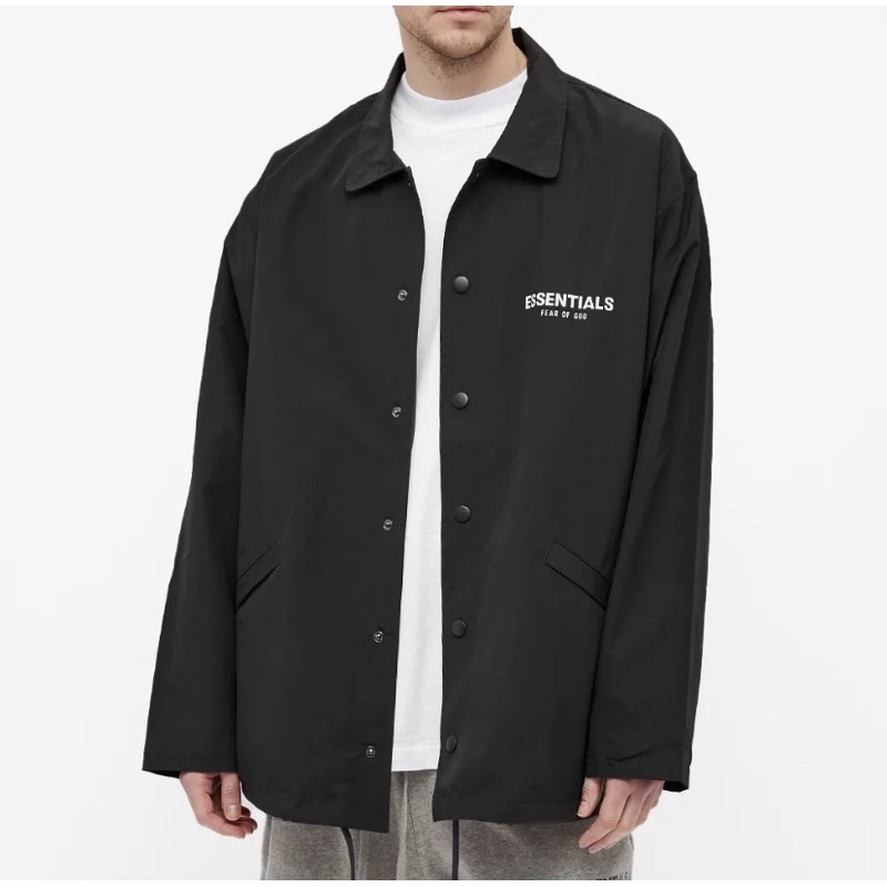 現貨 FEAR OF GOD ESSENTIALS SOUVENIR JACKET 教練外套 黑 蝦皮購物
