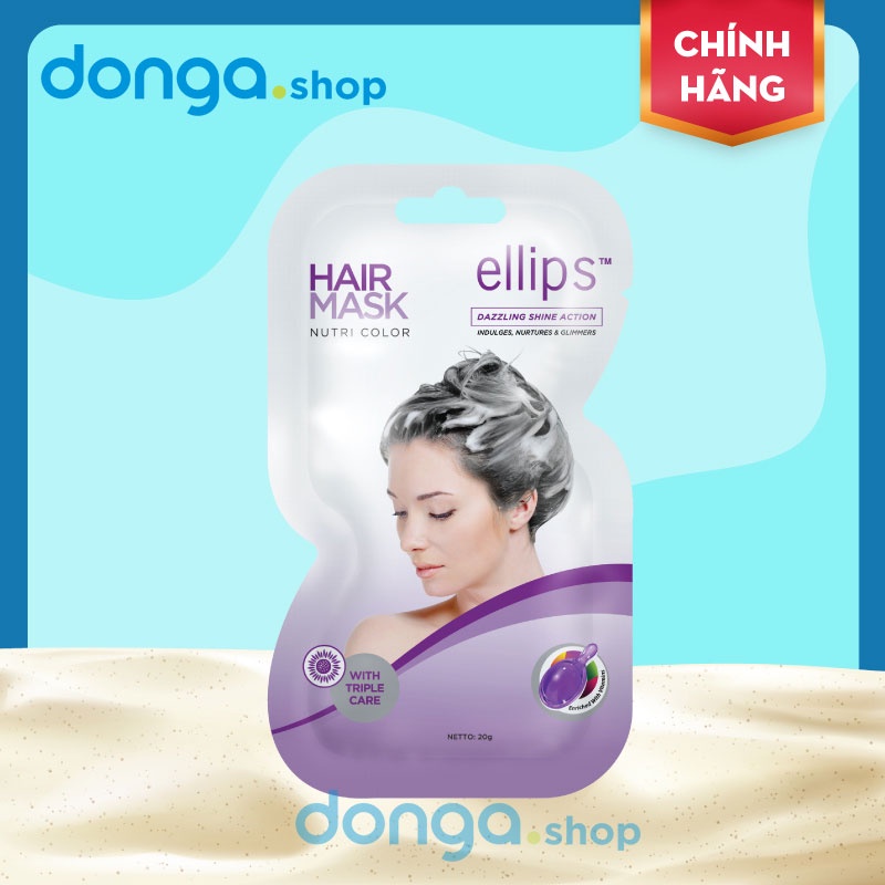 Kem ủ tóc Ellips Tím Hair Mask Nutri Color Ellips 20Gr Chăm sóc tóc
