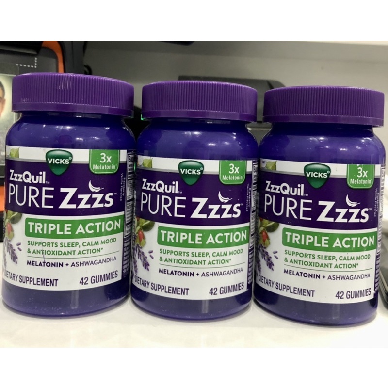Kẹo dẻo hỗ trợ giấc ngủ ban đêm Vicks ZzzQuil Pure Zzzs Triple Action