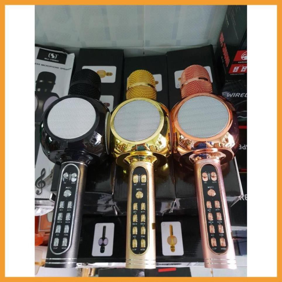 Micro Karaoke Bluetooth Mic cầm tay không dây YS90 kèm loa hỗ trợ ghi