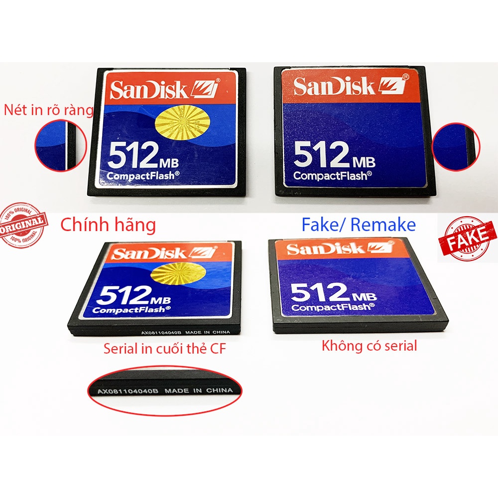 Mua Thẻ nhớ SanDisk Compact Flash Card CF dung lượng 2GB giá rẻ nhất TecKi.Vn