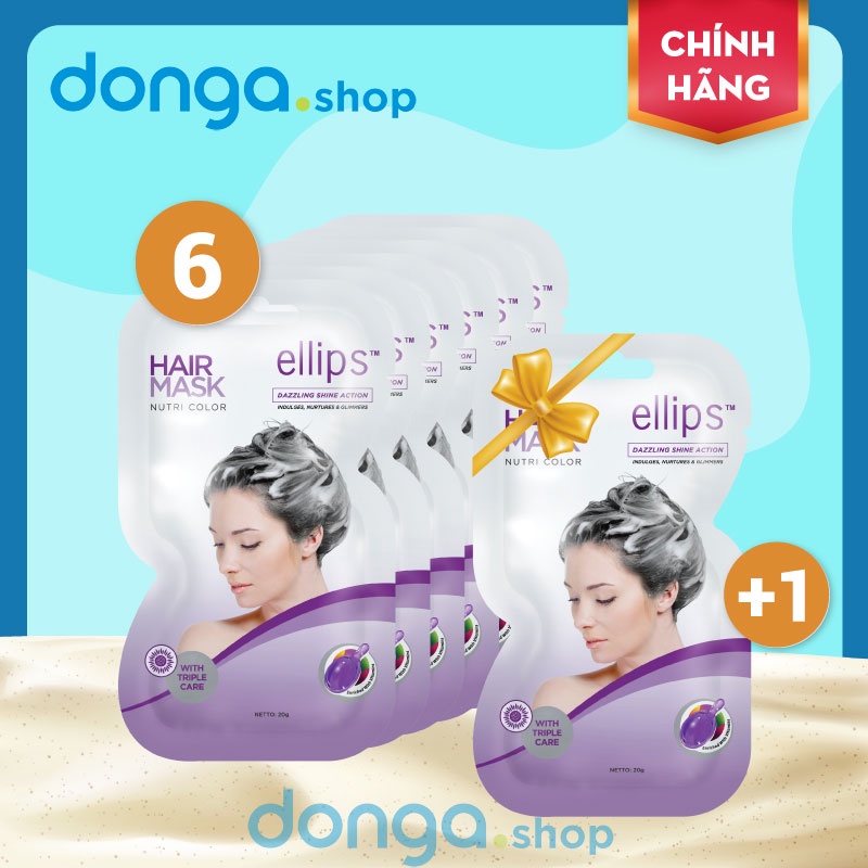 Kem ủ tóc Ellips Tím Hair Mask Nutri Color Ellips 20Gr Chăm sóc tóc