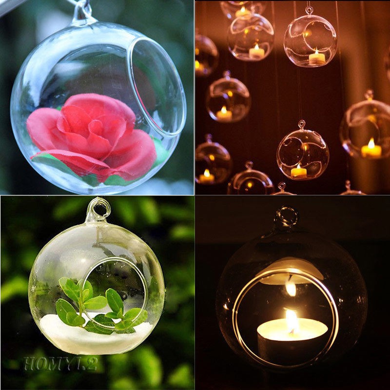 Hanging Glass Ball Tea Light Candle Holder Flowerpot Vase HolCim