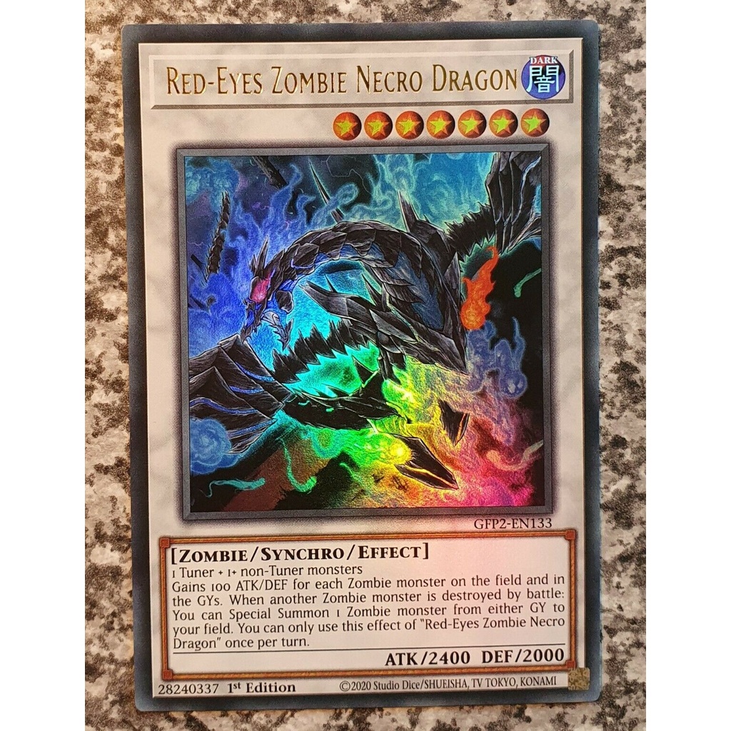 Bài Yugioh Red Eyes Zombie Necro Dragon (Ultra Rare) Art Red Eyes