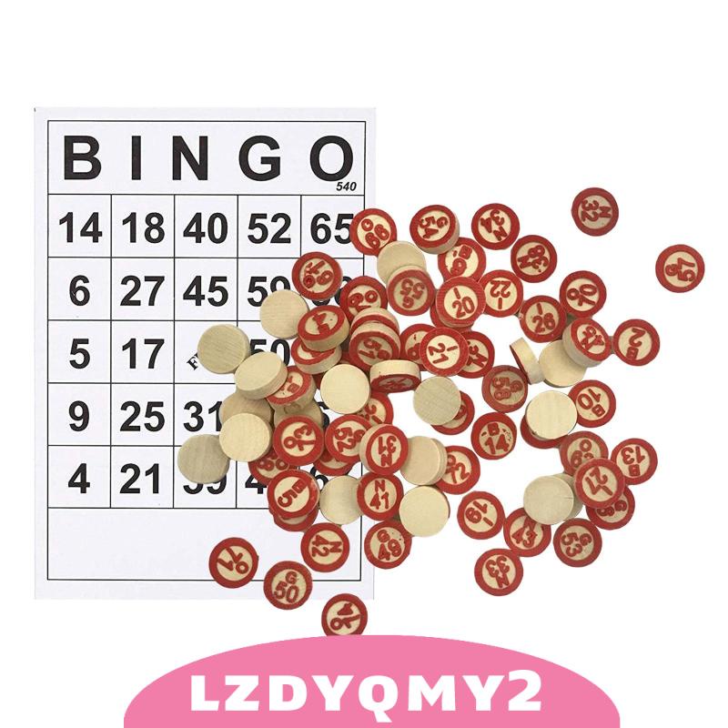 40x Classic BINGO Game Cards 75 Numbers Chips for Family Board Game
