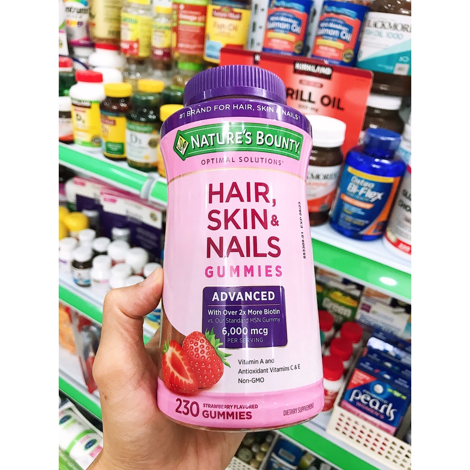 Kẹo dẻo Gummies hỗ trợ mọc tóc, đẹp da và móng Nature's Bounty Hair