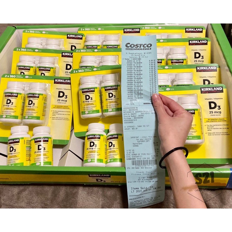 Mua Viên Uống Bổ Sung Vitamin D3 Kirkland Vitamin D3 25 mcg 1000 IU/UI