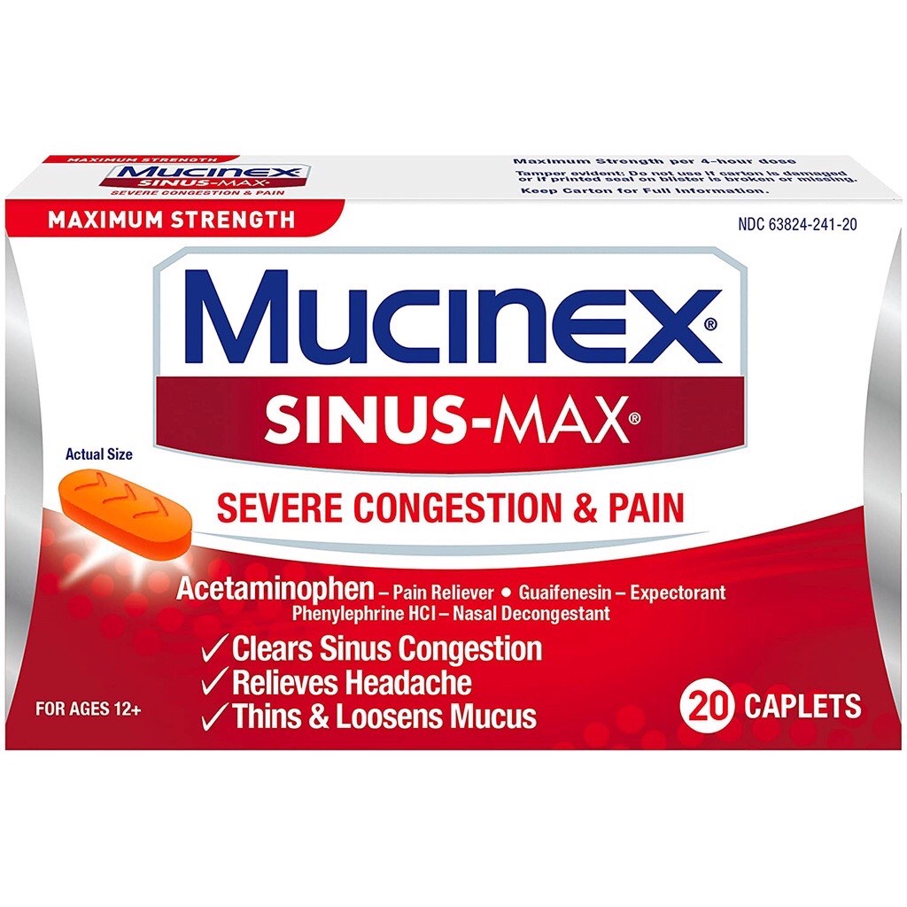 [DATE 1/2022] Mucinex SinusMax Severe Congestion & Pain Caplets 20