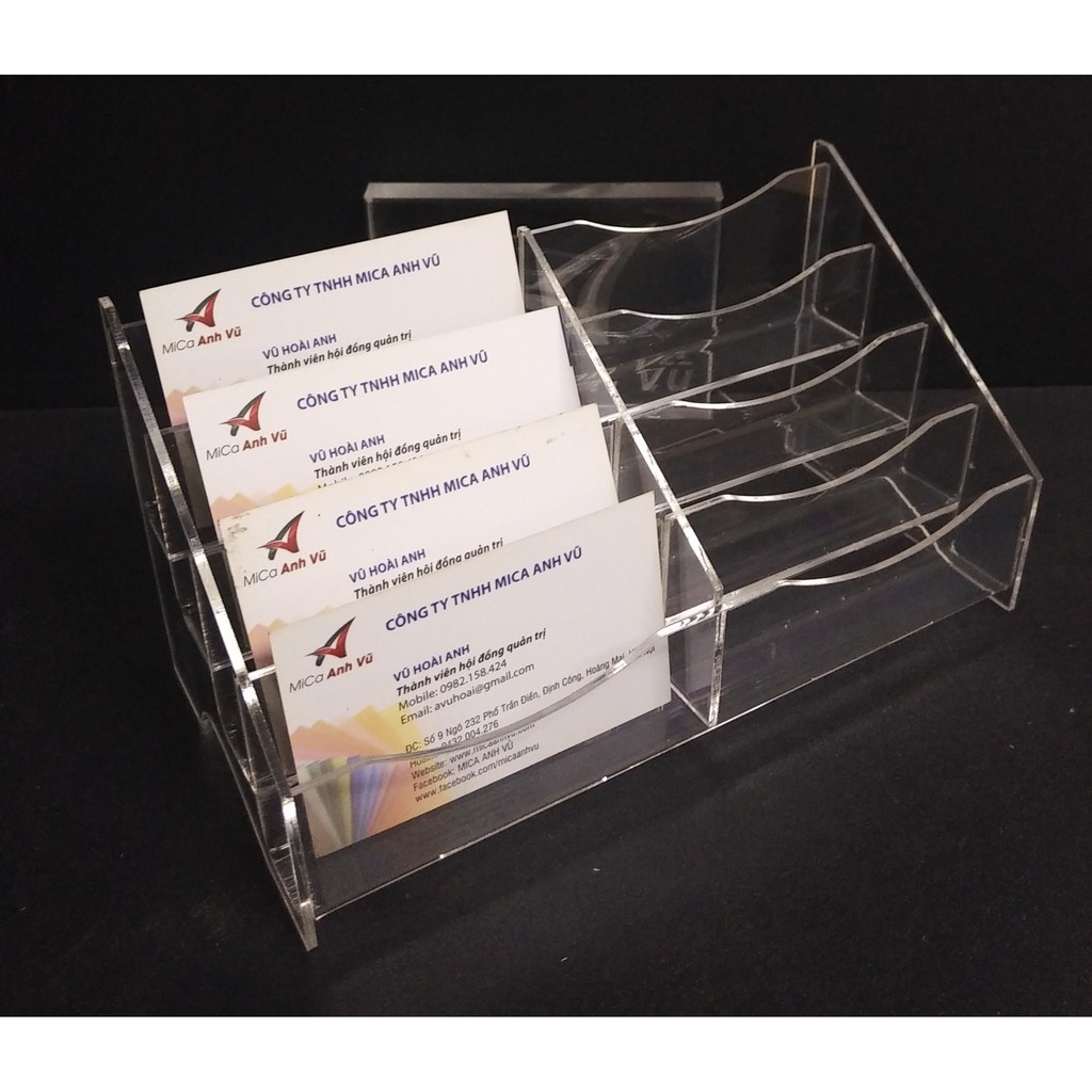 Bộ 1 Kệ mica đựng card visit 8 ngăn Kẹp Bướm Dây Đeo Tác giả No