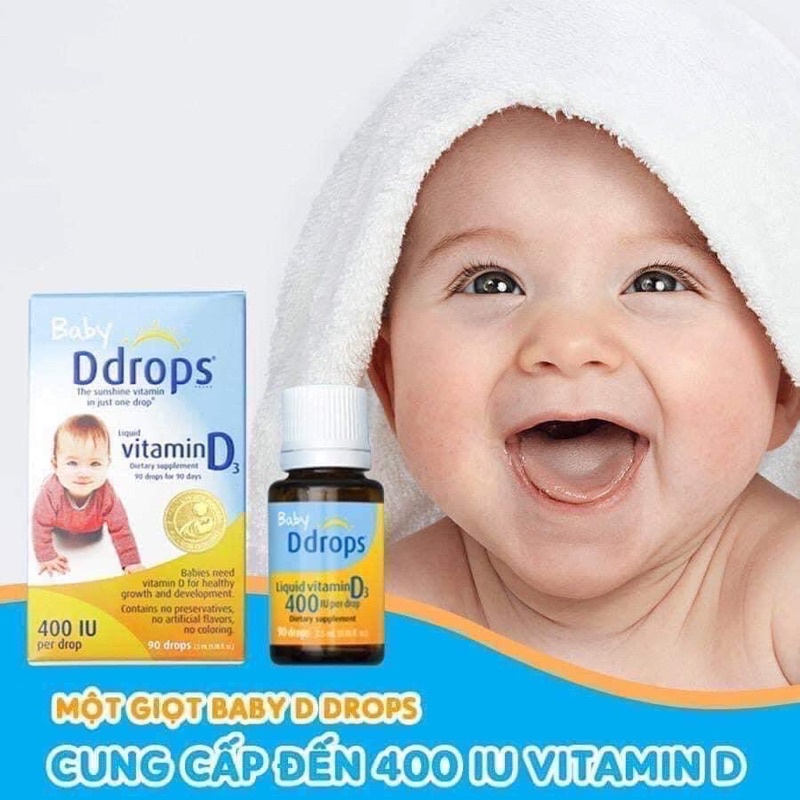 Vitamin D3 Drops Baby DDrops bổ xung vitamin D cho bé 90 giọt Hỗ