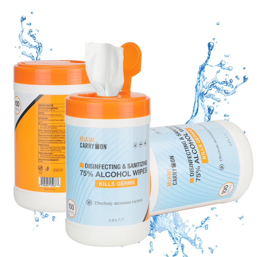 [AN TOÀNĐA NĂNG] ALCOHOL WIPES HIỆU MIAMI CARRY ON 100 TỜ DIỆT KHUẨN