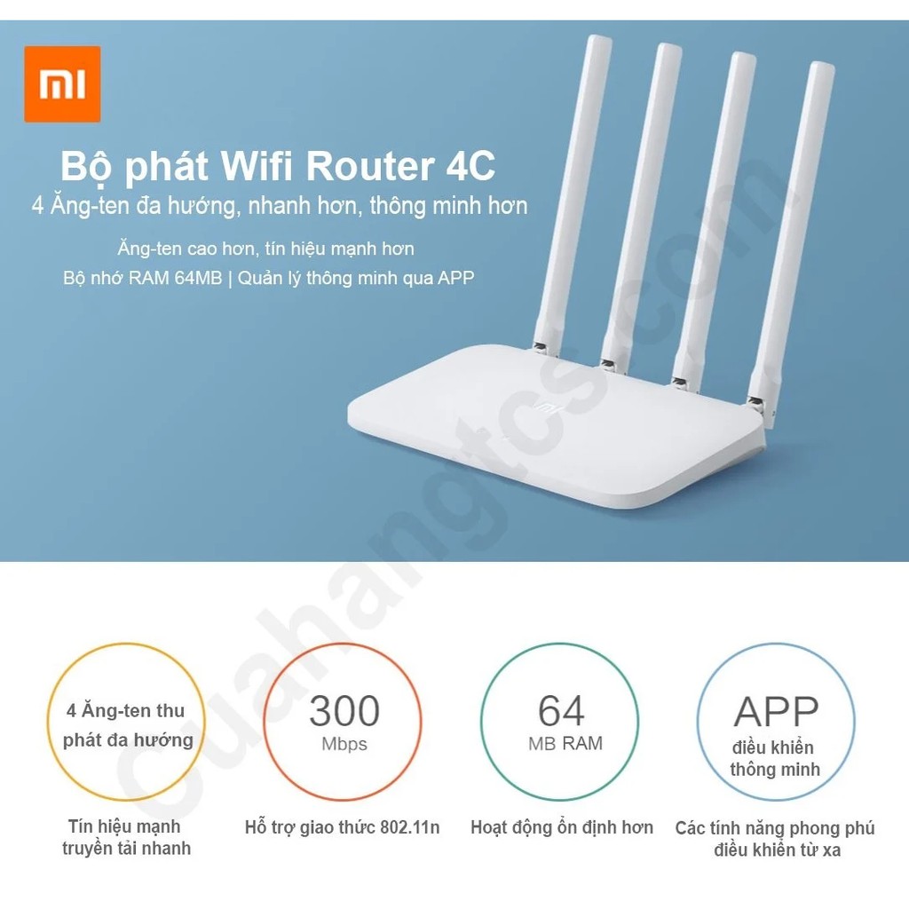Bộ phát wifi router 4c Xiaomi Modem WiFi Xiaomi 4C 4 Râu Router R4CM HT