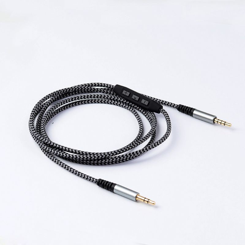1.4m Braid 3.5mm to 3.5mm Jack Audio AUX Cable Cord With Mic Volume