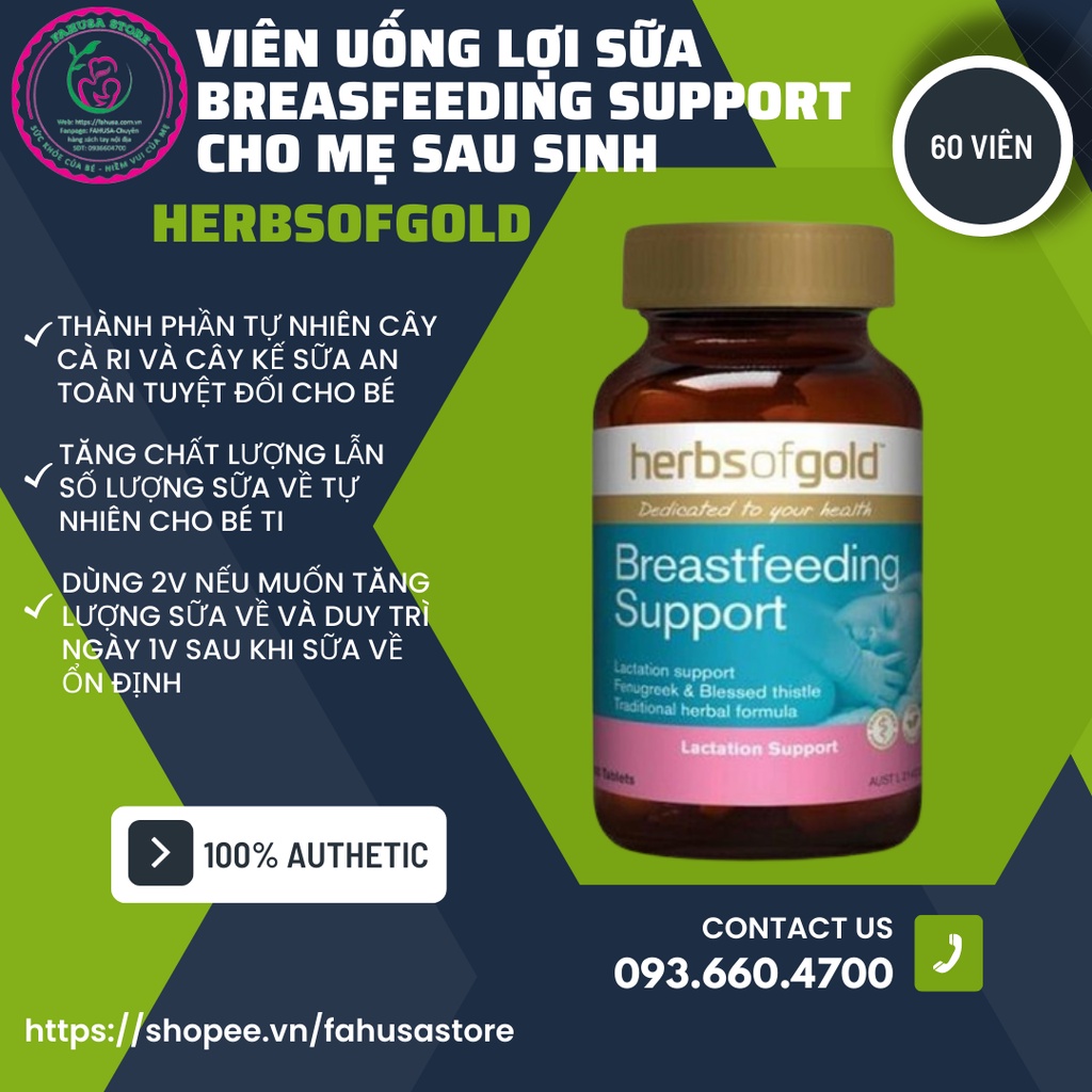 Mua VIÊN UỐNG LỢI SỮA HERBS OF GOLD BREASTFEEDING SUPPORT 60 VIÊN ÚC