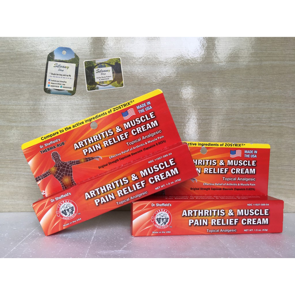 Kem xoa ngoài da giảm đau khớp xương, căng, chèn cơ Dr. Sheffield's Arthritis & Muscle Pain