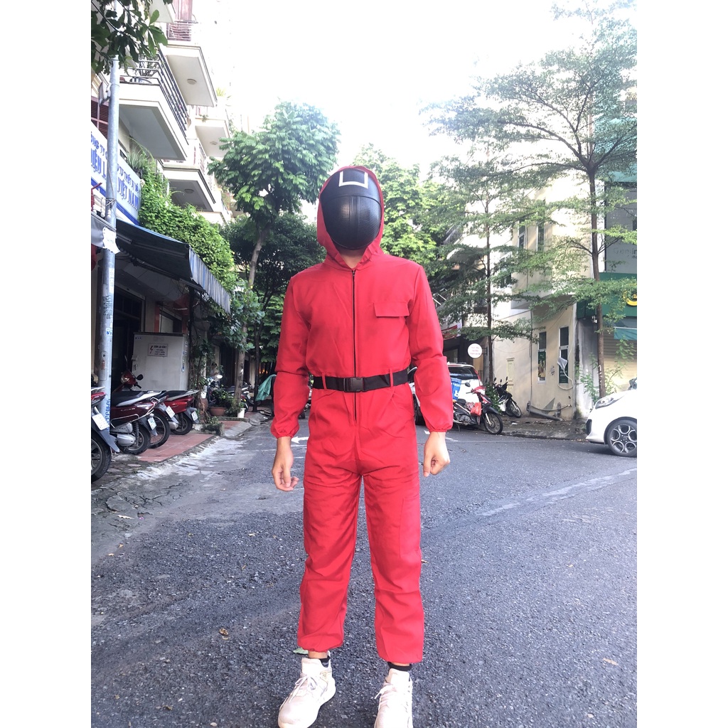 Mua Bộ quần áo kèm mặt nạ hóa trang trong phim Trò chơi con mực Squid