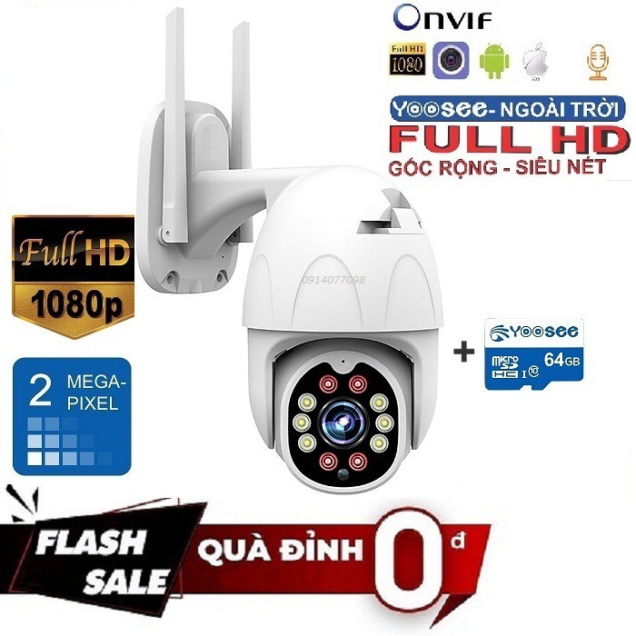 Camera Wifi YooSee Xoay 360 độ PTZ Full HD 1080P Tặng Thẻ 64G