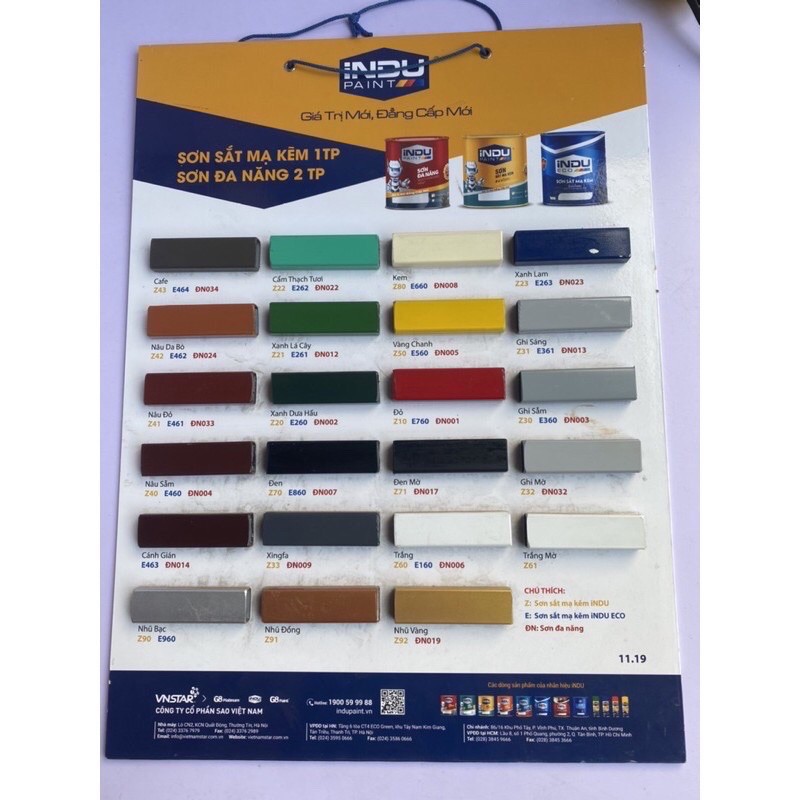 Top 50 bảng màu sơn indu chuẩn nhất