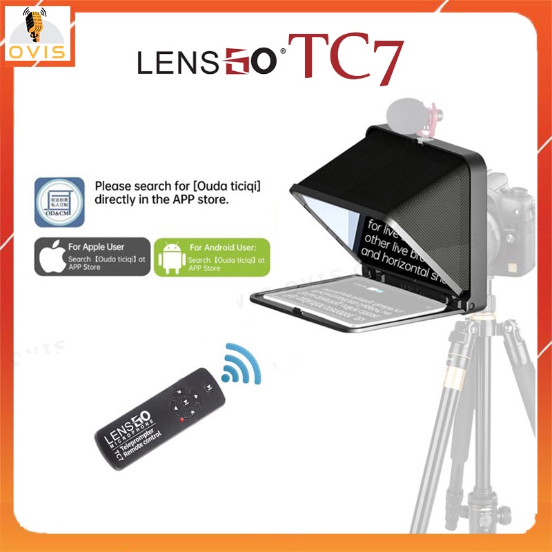 Lensgo Teleprompter TC7 (Black) Máy Nhắc Chữ Mini Cho Biên Tập Viên