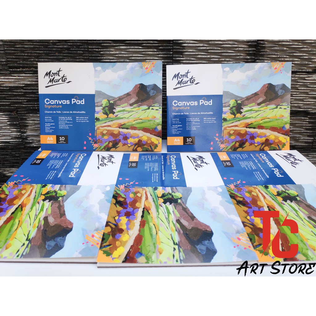 Toan dạng sổ Canvas Pad Mont marte size lớn A3A4A5 vẽ tranh acrylic
