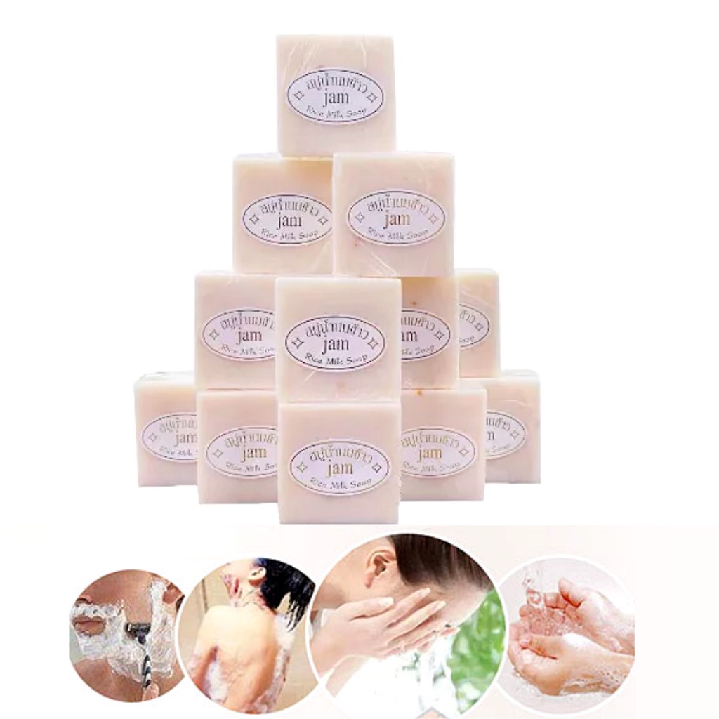Xà Phòng Cám Gạo Thái Lan Jam Rice Milk Soap 65gr Kệ xà phòng, kem