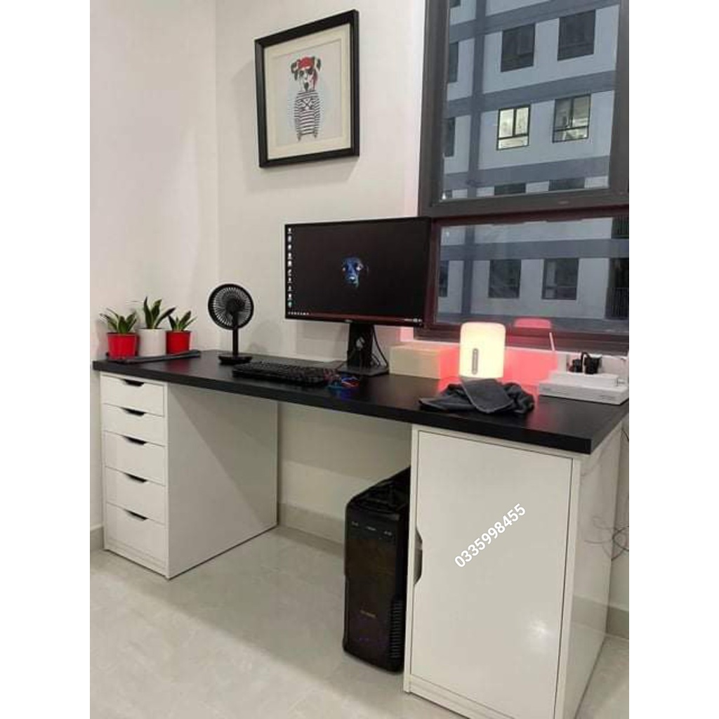 Mua Bàn Ikea 2 hộc tủ màu vân gỗ (free ship lắp đặt tạ Hà Nội + ib ship