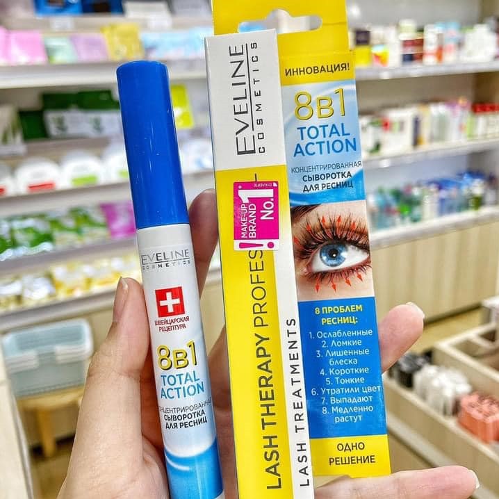 Tinh Chất Eveline 8 in 1 Dưỡng Dài Dày Mi Total Action Lash Therapy Cây