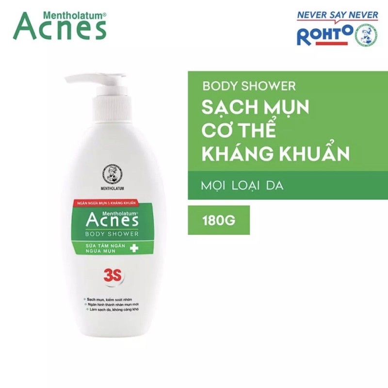 Acnes Body Shower Sữa tắm ngăn ngừa mụn 180g Xà phòng & sữa tắm