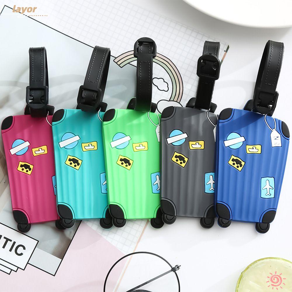[LAY] Business Trip Silicone Luggage Tag Cute Cartoon with Strap Name