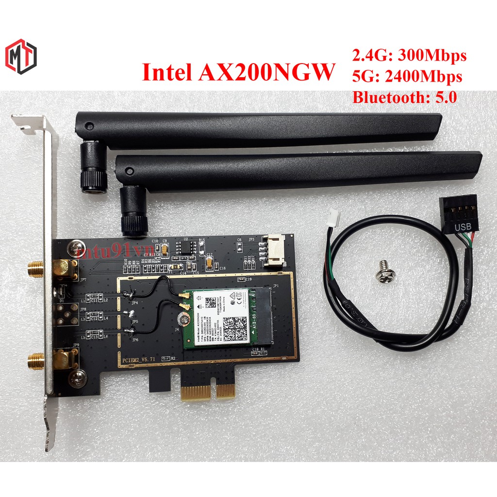 Mua Card WiFi Intel AX200 802.11ax (2400Mbps) WiFi 6, Bluetooth 5.0