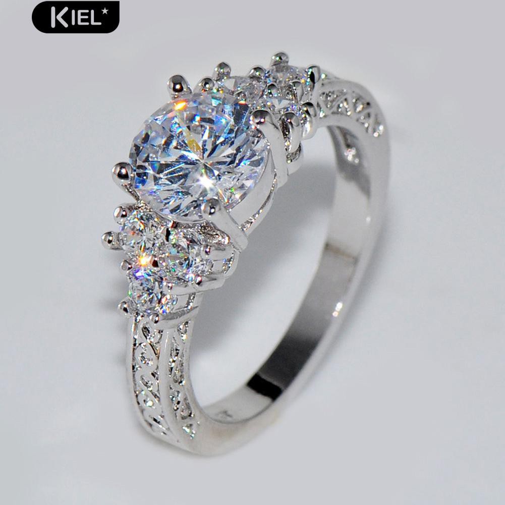 Nhẫn nữ màu trắng đính kim cương nhân tạo thời trang cho nữ Shopee