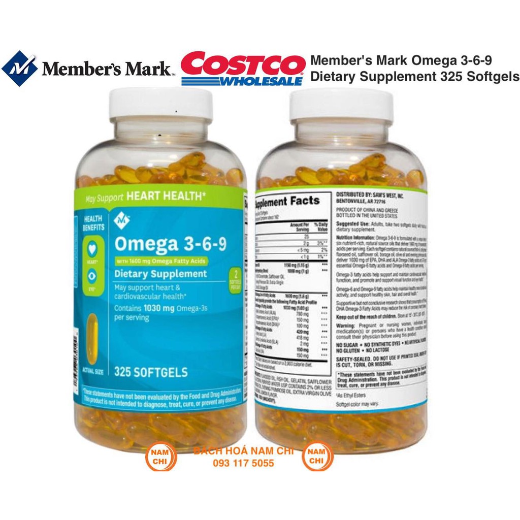 Viên Uống Member's Mark Omega 369 Supports Heart Health 325 Viên HÀNG