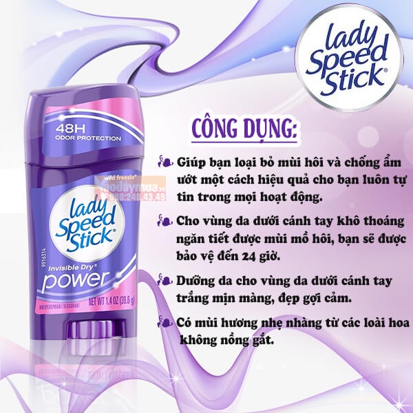 Mua Lăn khử mùi dạng sáp cho nữ Lady Speed Stick Power 65g giá rẻ nhất