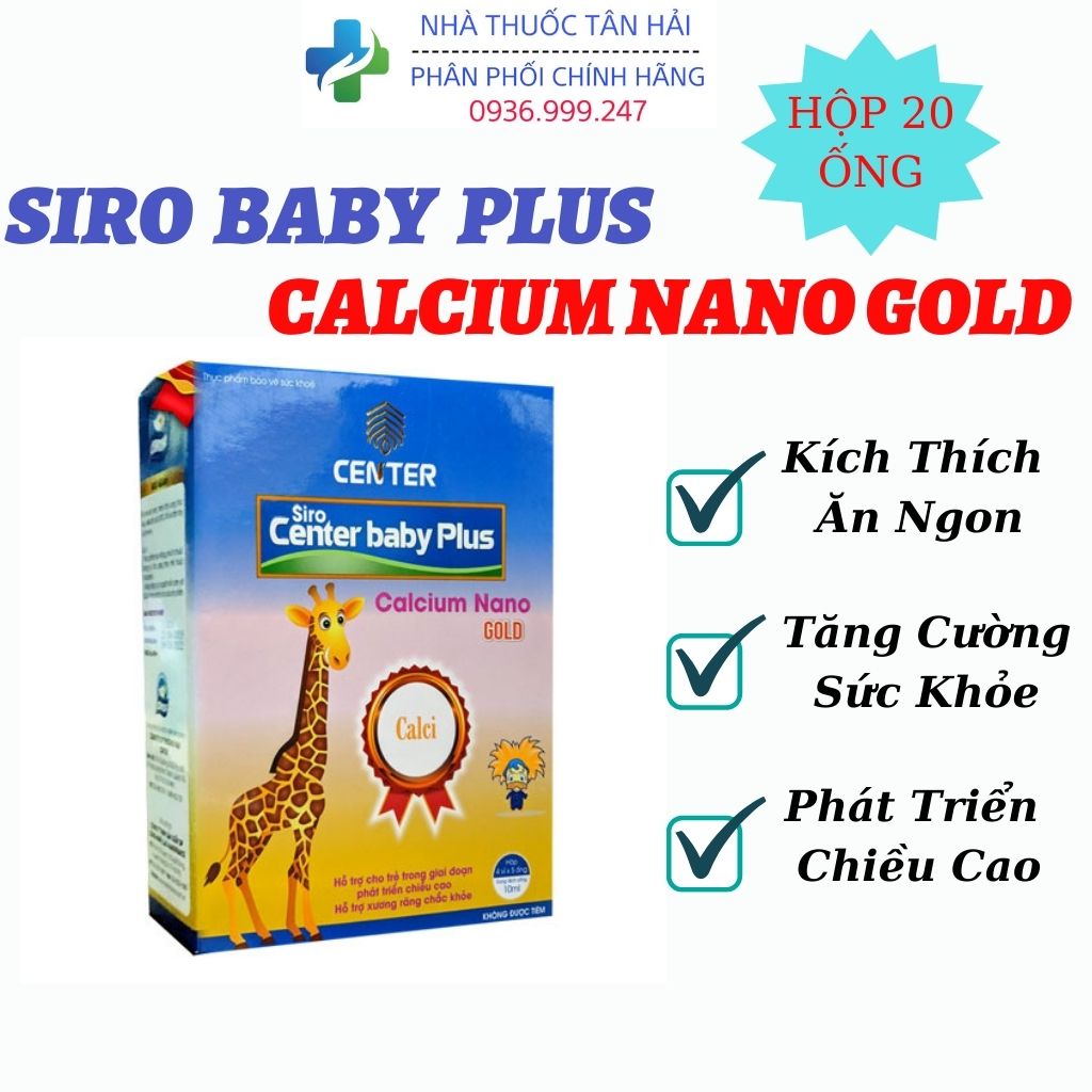 Siro Center Baby Plus Calcium Nano GOLD, Calci cho bé, canxi Hỗ Trợ