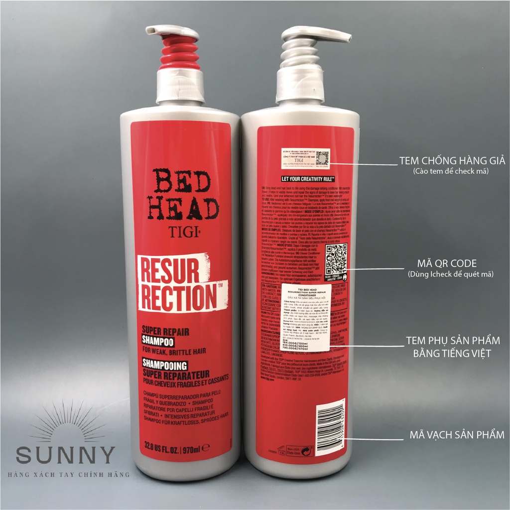 Dầu Gội Tigi Đỏ 970ml mẫu mới hàng chính hãng phục hồi tóc hư tổn dầu